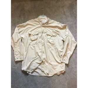 Columbia PFG Mens Large Beige Long Sleeve Vented‎ Fishing Shirt PFG 30